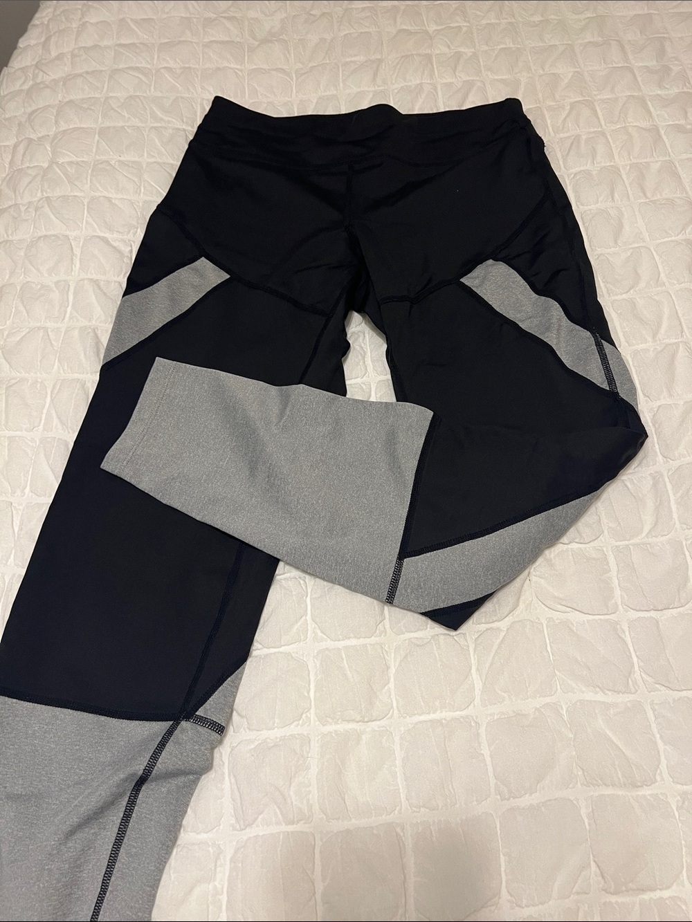 Ivanka Trump Black and Gray Paneled Leggings
